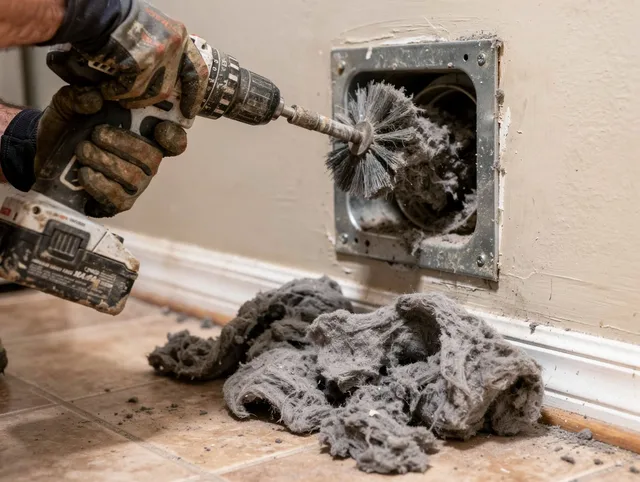 Certified Shaker Heights Dryer Vent Cleaning technician performing dryer vent cleaning in Shaker Heights